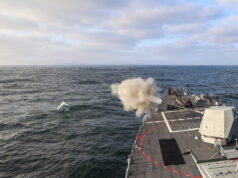 American warship fires five inch main gun off Morroco