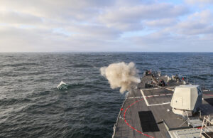 American warship fires five inch main gun off Morroco