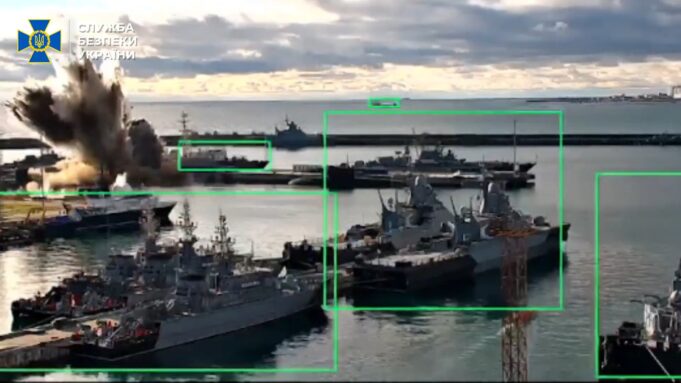 Ukraine strikes Russian submarine with underwater drones