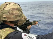 Royal Navy ship fires weapons during Pacific patrol