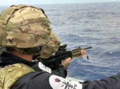 Royal Navy ship fires weapons during Pacific patrol