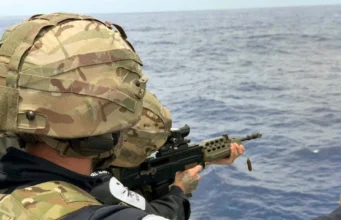 Royal Navy ship fires weapons during Pacific patrol