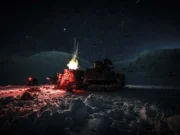 Royal Marines fire mortars in Arctic Norway training