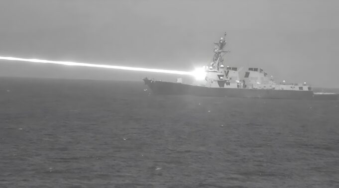American warship downs drones with laser weapon