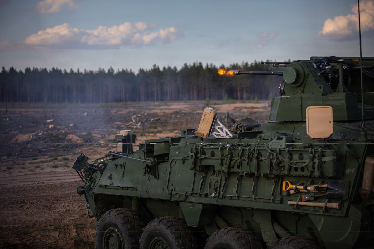 US Stryker opens fire, downs drones in Lithuania