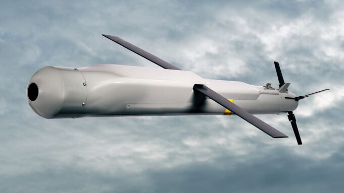 Raytheon pitches Red Kite weapon at RAF stockpile gap Unmanned aerial vehicle (drone) in flight against a cloudy sky with a gray fuselage and two large propellers.