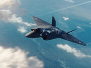 Rolls-Royce hits milestone for new British combat jet engine Stealth fighter jet in flight above clouds, viewed from above with blue sky and contrails in the background