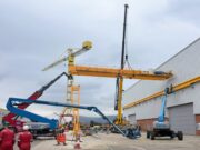 Belfast yard installs new cranes for support ship build