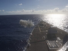 American warship opens fire with main gun
