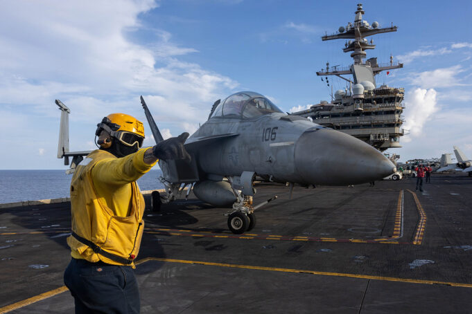 American supercarrier launches fighter jets in Pacific ops